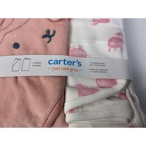 Carters Just One You Baby Hooded Towel Bath Towel Set Pink Sheep